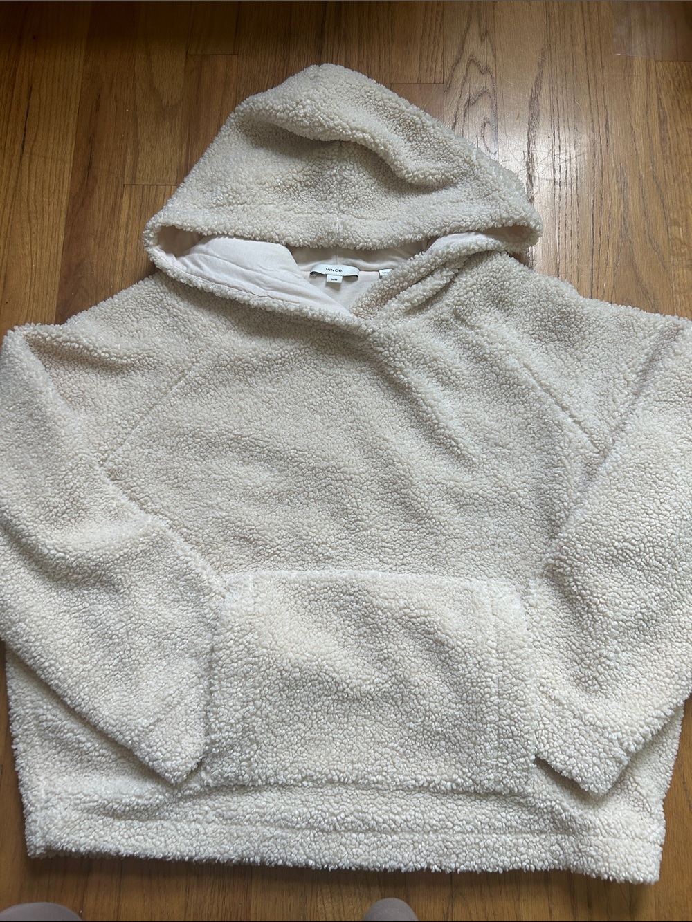 VINCE sherpa fleece pullover hoodie